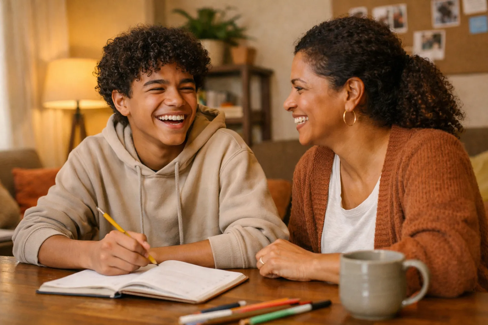 Youth and caregiver in a warm, welcoming support environment